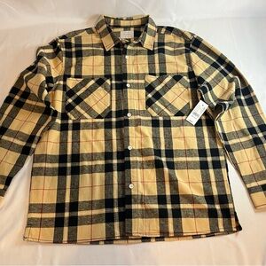 PacSun Black and Tan Plaid Casual Shirt